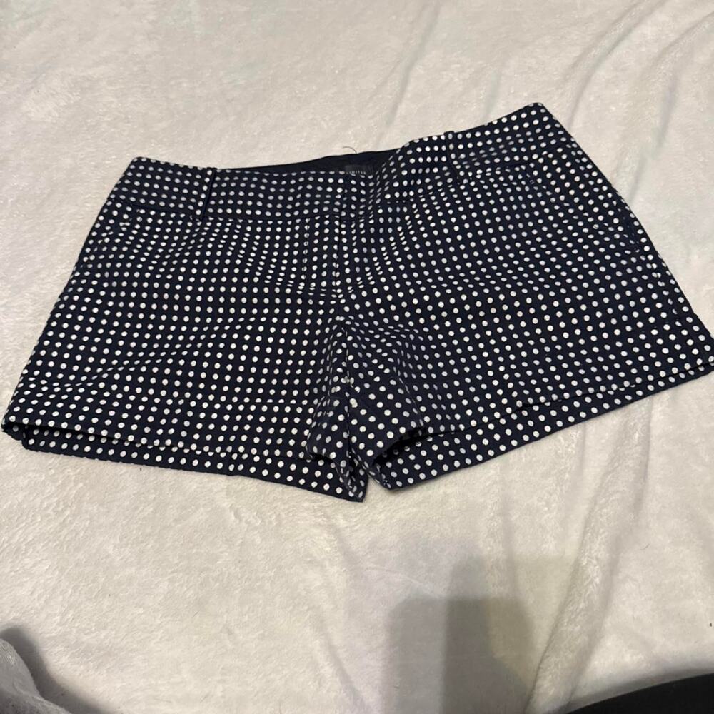 White and navy polka dot shorts